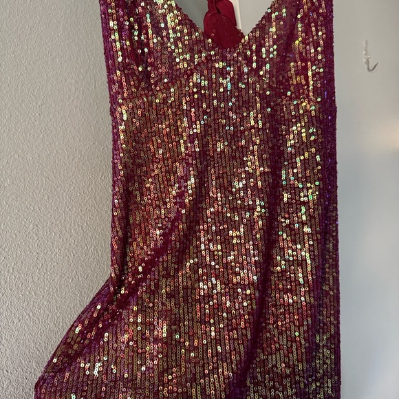 Free People  Gold Dust mini Burgundy Dress - Picture 5 of 7